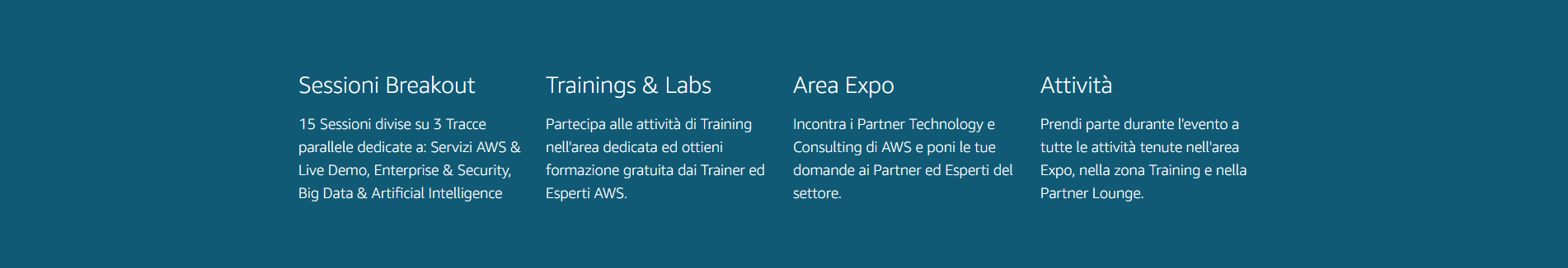 Amazon AWS Summit 2017 Attività